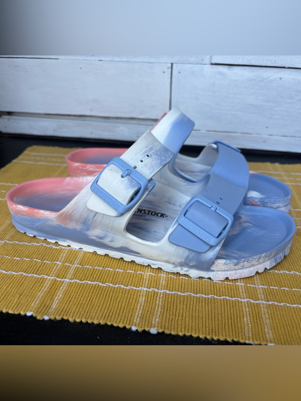 Birkenstock woman’s Sandals - Light Blue and Pink Marble